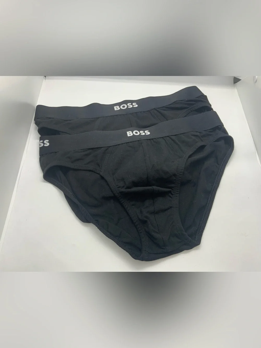 (2) Boss Black Briefs with Contrast Logo Waistband